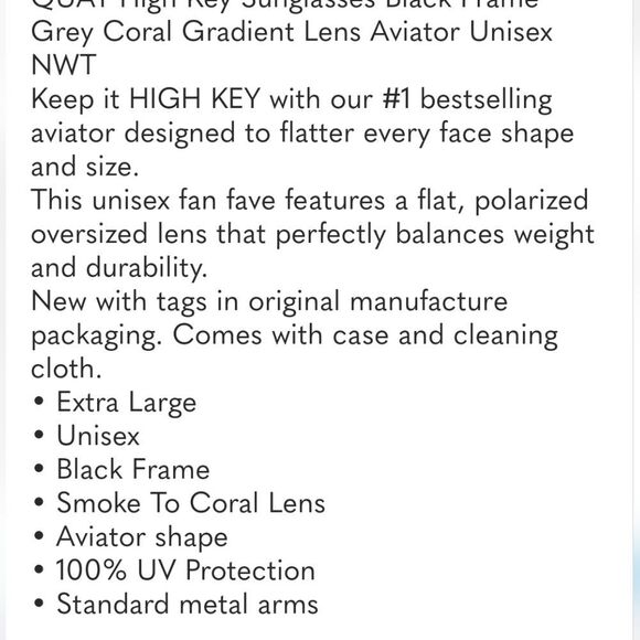 Quay Australia High Key Aviator Sunglasses- Black Frame/Grey Coral Gradient Lens main image 12